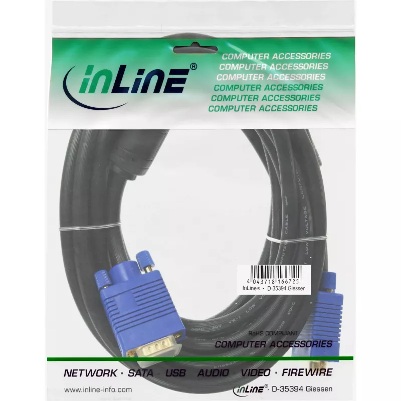 InLine S-VGA kabelis Premium 15HD vīr. / vīr. melns 7 m