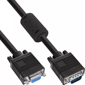 InLine S-VGA pagarinātāja kabelis 15HD vīrišķais/sievišķais melns 3 m