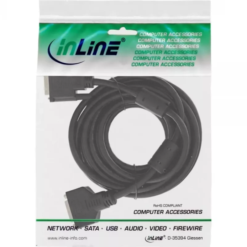 InLine DVI-D kabelis 24+1 V/S, Dual Link, 2 ferīta serdeņi, 2m
