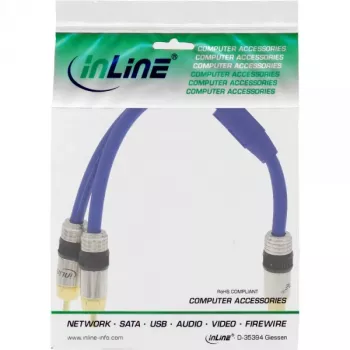 InLine RCA Y kabeļa Premium 1x RCA ligzda / 2x RCA spraudnis apzeltīts 0,25 m