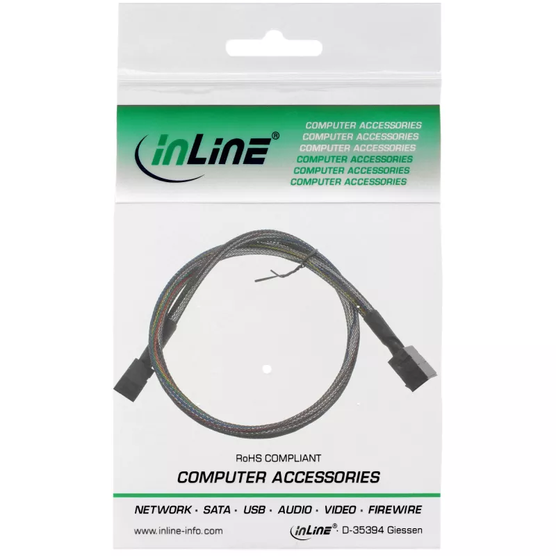 InLine Mini SAS HD kabelis SFF-8643 uz SFF-8643 ar sānu joslu 1m