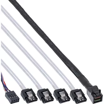 InLine Mini SAS HD kabelis SFF-8643 uz 4x SATA + sānjosla 0,5 m