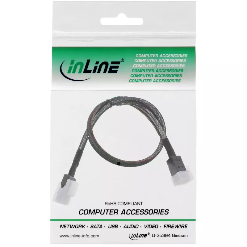 InLine Mini SAS HD kabelis SFF-8643 uz SFF-8087 ar sānu joslu, 1 m