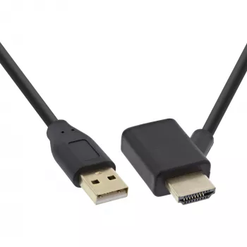 InLine HDMI adapters M / F ar USB-A strāvas injektoru 0,5 m