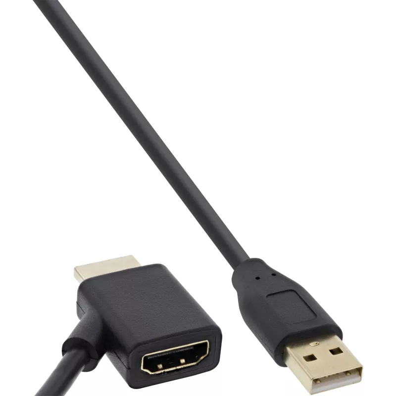 InLine HDMI adapters M / F ar USB-A strāvas injektoru 0,5 m