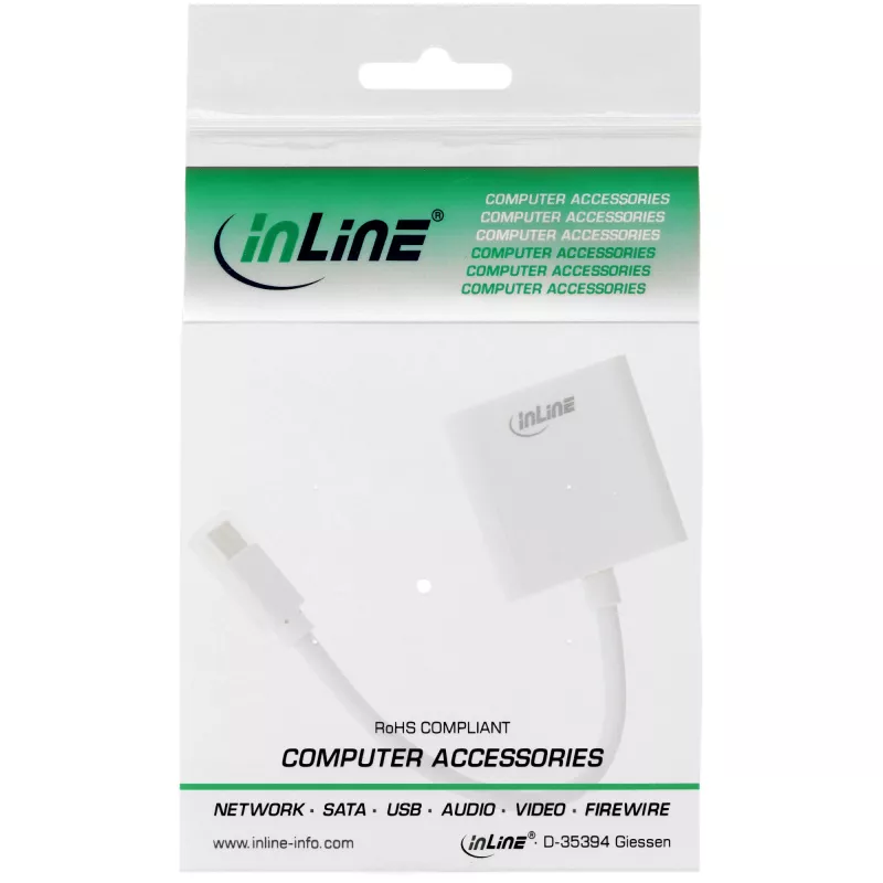 InLine Mini DisplayPort vīr. / DVI-D 24+1 adapteris siev. balts, 0,15 m