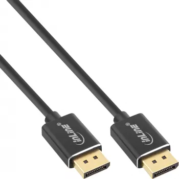 InLine DisplayPort 1.4 kabelis plāns, 8K4K, melns, zeltīti kontakti, 3m