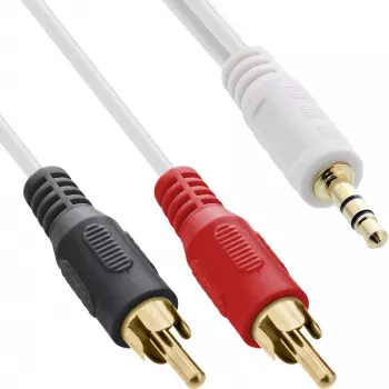 InLine 2x RCA kabelis spraudnis / 3,5 mm spraudnis balts/zelts 7,5 m