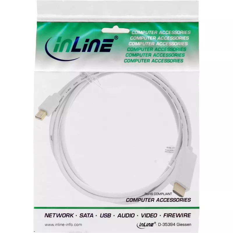 InLine Mini DisplayPort uz HDMI 4K2K ar audio pārveidotāja kabelis 4K2K 1,5m