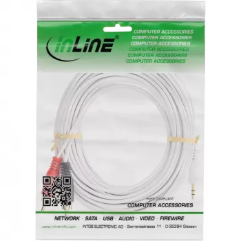 InLine Audio kabelis 2x RCA vīr. uz 3.5 mm vīr. Stereo balts/zelts 2m