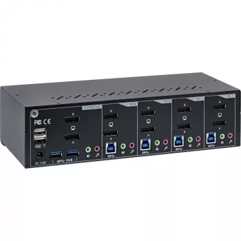 KVM darbvirsmas pārslēgs InLine 63654I 4-portu dubultā monitora DP 1.2 4K USB 3.0 Audio