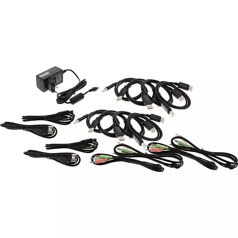 KVM darbvirsmas pārslēgs InLine 63654I 4-portu dubultā monitora DP 1.2 4K USB 3.0 Audio