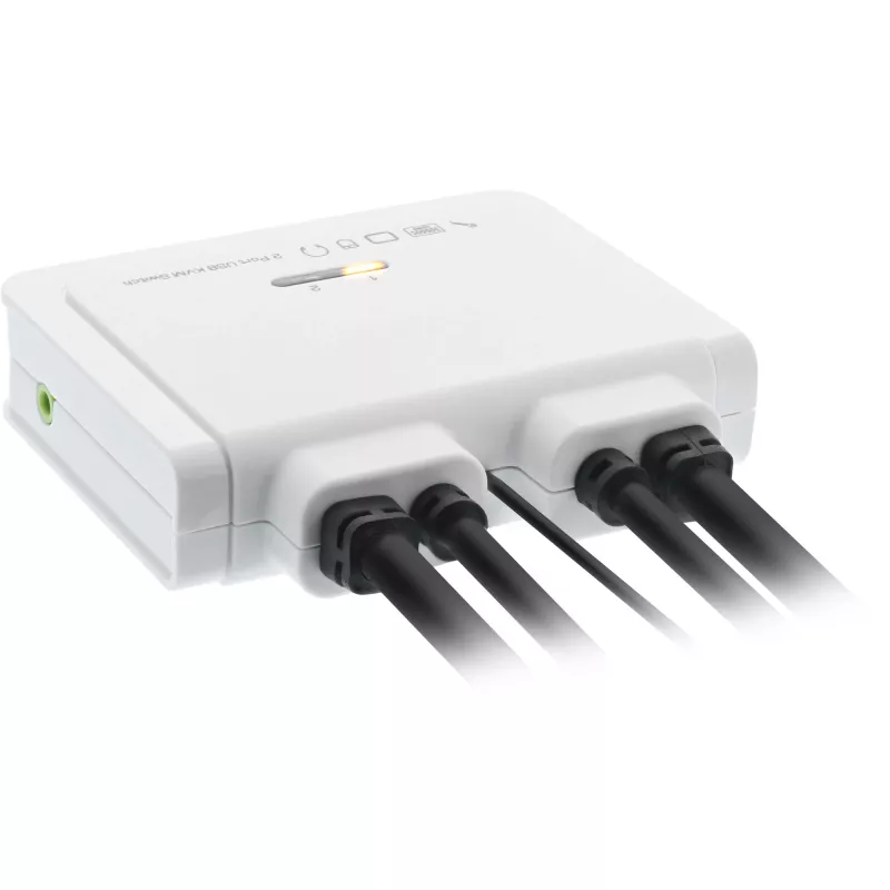 InLine KVM slēdzis, 2 portu, USB-C + HDMI uz HDMI, 4K, ar audio, integrēti kabeļi