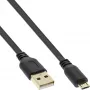 InLine Micro USB 2.0 plakanais kabelis USB A / Micro-B, melns / zelts, 0,3 m