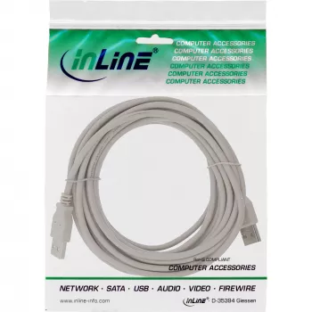 USB 2.0 kabelis Type A spraudnis / vīrišķais bēšs 0,3m InLine 34303H