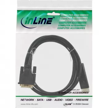 DisplayPort uz DVI pārveidotāja kabelis InLine 17117 0.3m melns