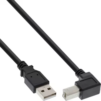 InLine USB 2.0 kabelis ar lejupvērstu Type A spraudni / B spraudni, melns, 0,3 m