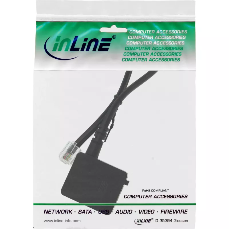 InLine TAE adaptera kabelis RJ11 6P4C vīrišķais uz TAE-F vācietis sievišķo 0,2 m