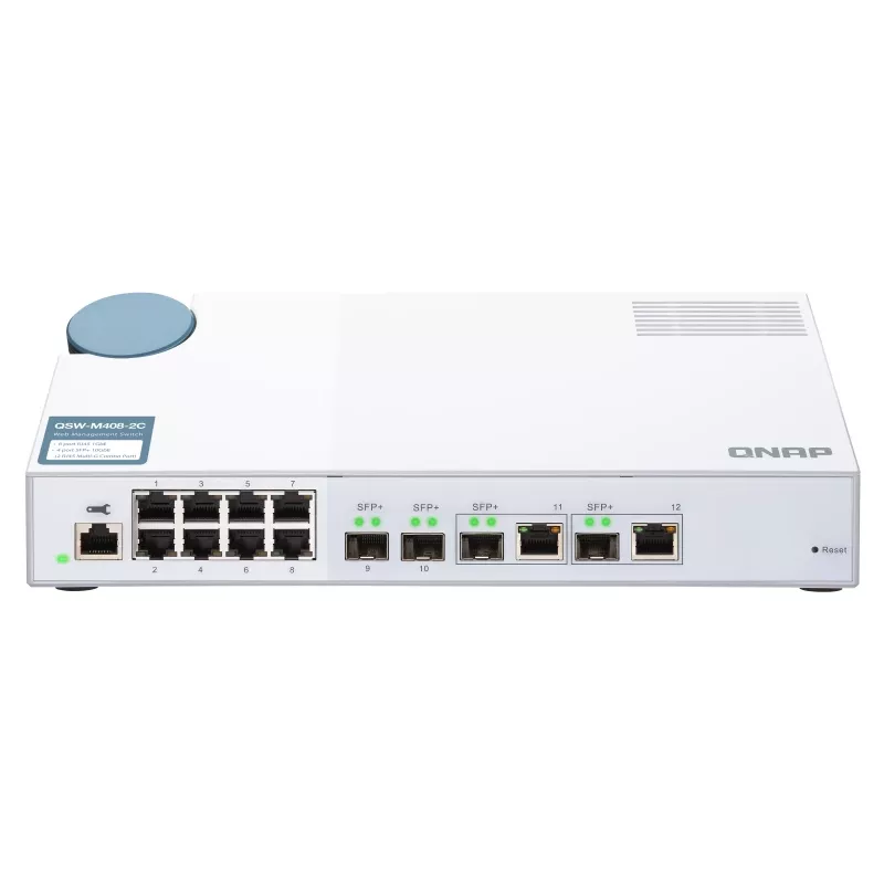 QNAP QSW-M408-2C tīkla slēdzis, pārvaldīts L2, 10G Ethernet (100/1000/10000), balts