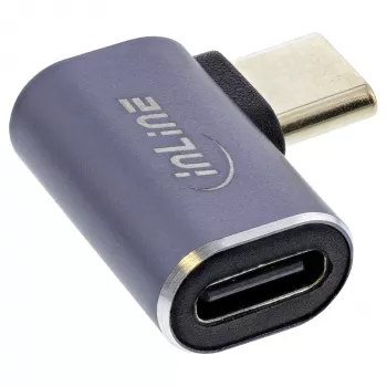 InLine USB4 Adapter, USB-C vīr./siev. labā/kreisā leņķa, alumīnijs, pelēks