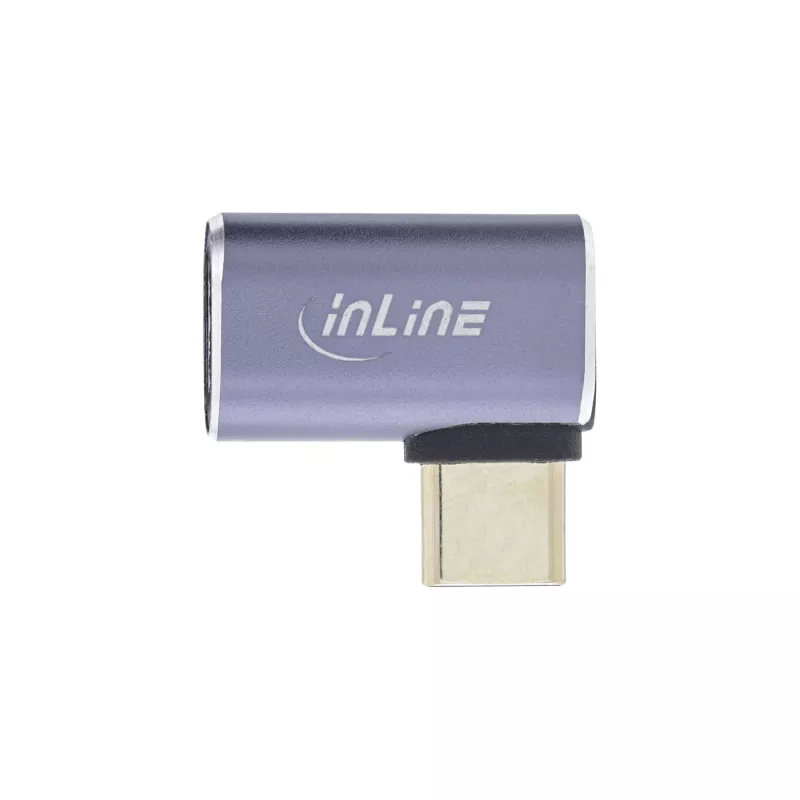 InLine USB4 Adapter, USB-C vīr./siev. labā/kreisā leņķa, alumīnijs, pelēks