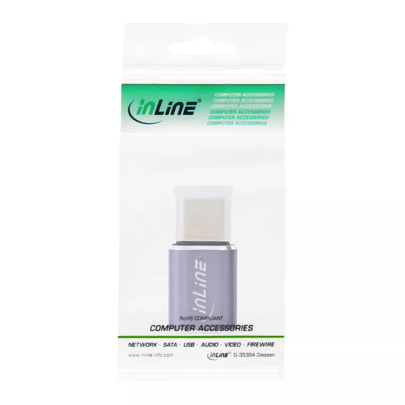 InLine USB4 Adapter USB-C male/female aluminium pelēka 35900A