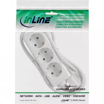 InLine kontaktligzdu sloksne InLine 16431W 3-virzienu zemējuma kontakts CEE 7/3 balta 1.5m
