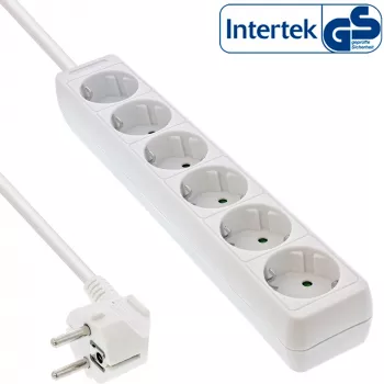 InLine kontaktligzdu bloks InLine 6-vietīgs ar zemējuma kontaktu CEE 7/3 balts 5 m