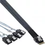 InLine plāns SAS kabelis, SFF-8654 uz 4x SATA 7-pin, 12Gb/s, 0.5m