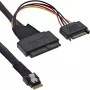 InLine plāns SAS kabelis, SFF-8654 uz U.2 SFF-8639 + SATA barošana, 24Gb/s, 0.5m