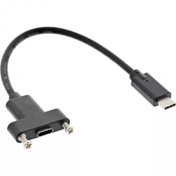InLine USB 3.2 Gen.2 C vīrišķais/sievietes ar atloka kabeli, melns, 0.20 m