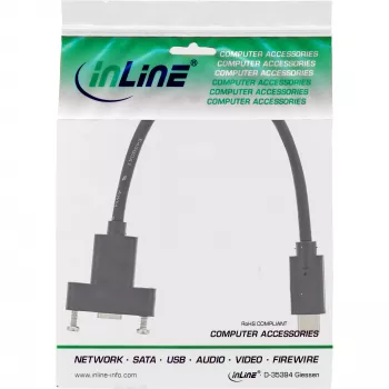 InLine USB 3.2 Gen.2 C vīrišķais/sievietes ar atloka kabeli, melns, 0.20 m