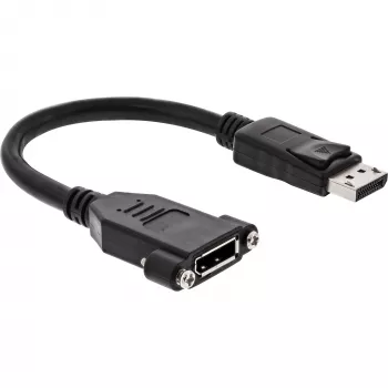 InLine DisplayPort kabelis vīrišķais- sievišķais ar atloku 0,2 m, melns