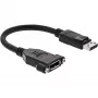InLine DisplayPort kabelis vīrišķais- sievišķais ar atloku 0,2 m, melns