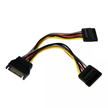 StarTech.com 6in SATA strāvas Y dalītāja kabeļa adapteris - M/F, SATA 15-pin, 2 x SATA 15-pin, 0,15 m, vīrišķais, sievišķais, taisns