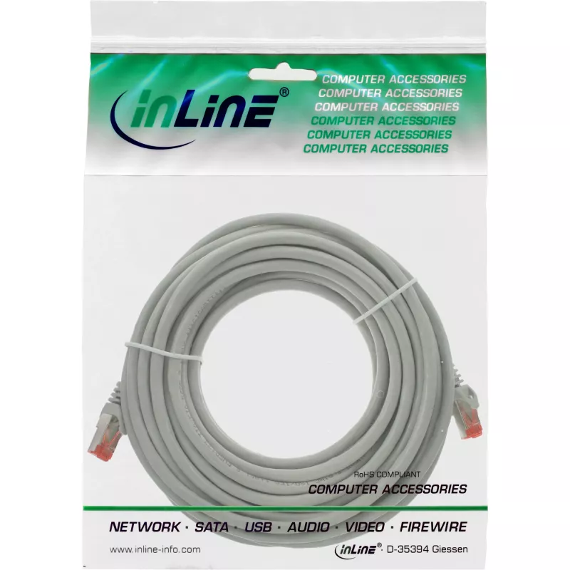 InLine komutācijas kabelis S/FTP PiMF Cat.6 250MHz PVC varš pelēks 5m