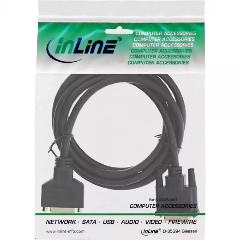 InLine DVI-D kabelis Premium 24+1 vīrišķais pret sievišķo Dual Link zelts 2 m
