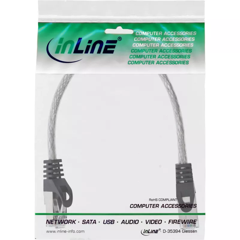 InLine ielāpu vads SF/UTP Cat.5e caurspīdīgs 0,3 m
