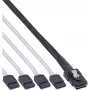 InLine SAS kabelis, Mini SAS SFF8087 uz 4x SATA, Crossover, OCF, 0.50 m