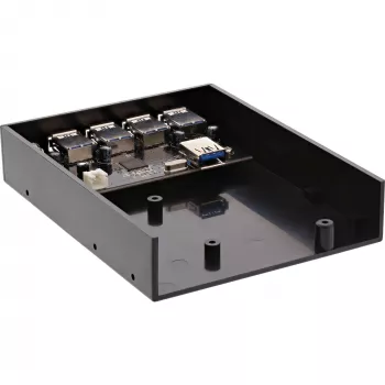 InLine 4-portu USB 3.0 paneļa centrmezgls 3,5 collu diskešu nodalījumam, melns