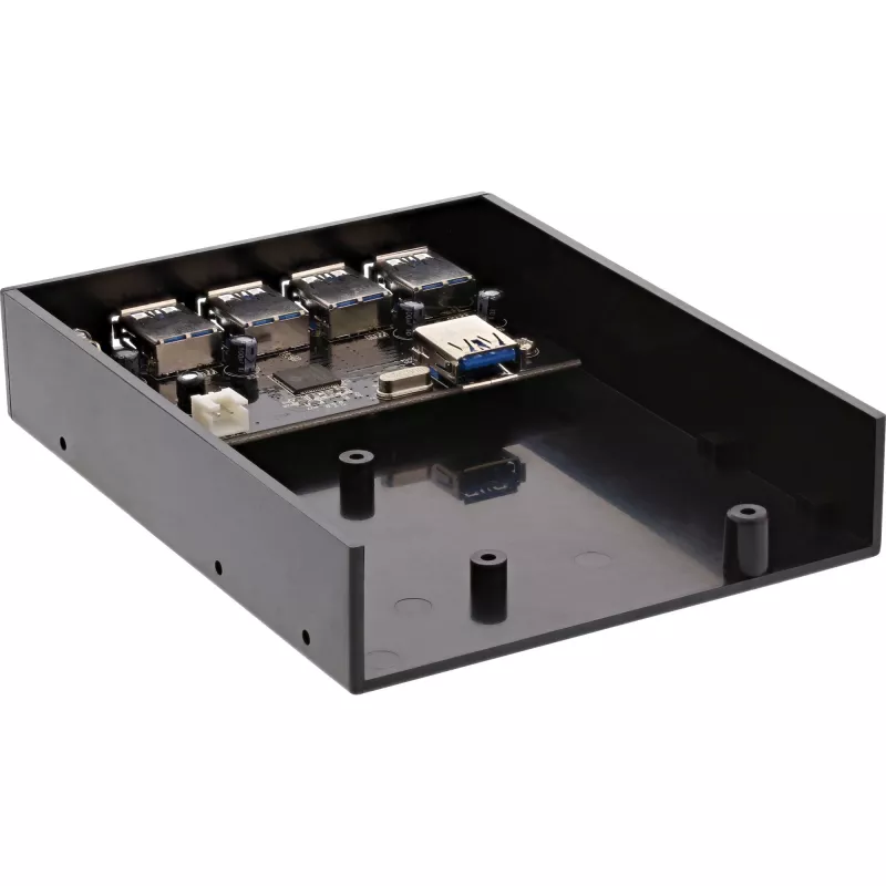 InLine 4-portu USB 3.0 paneļa centrmezgls 3,5 collu diskešu nodalījumam, melns