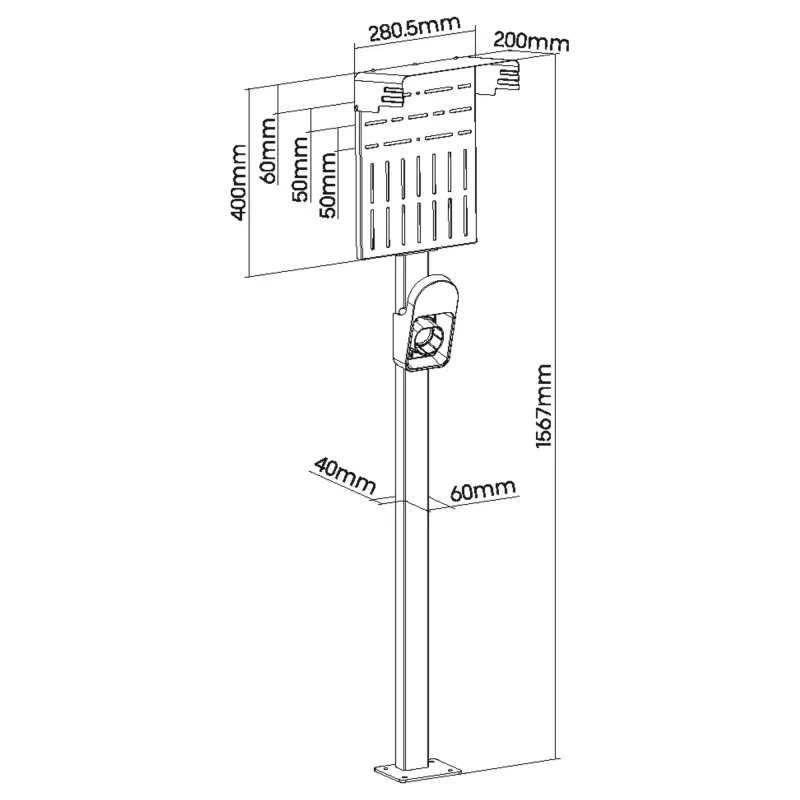 InLine Universāls wallbox statīvs ar EV uzlādes kabeļa turētāju, melns