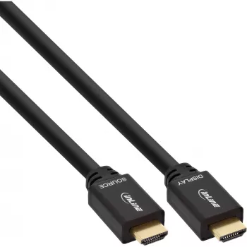 InLine ātrdarbīgs HDMI kabelis ar Ethernet, aktīvs, vīr.-vīr., melns, zeltīti kontakti, 40 m