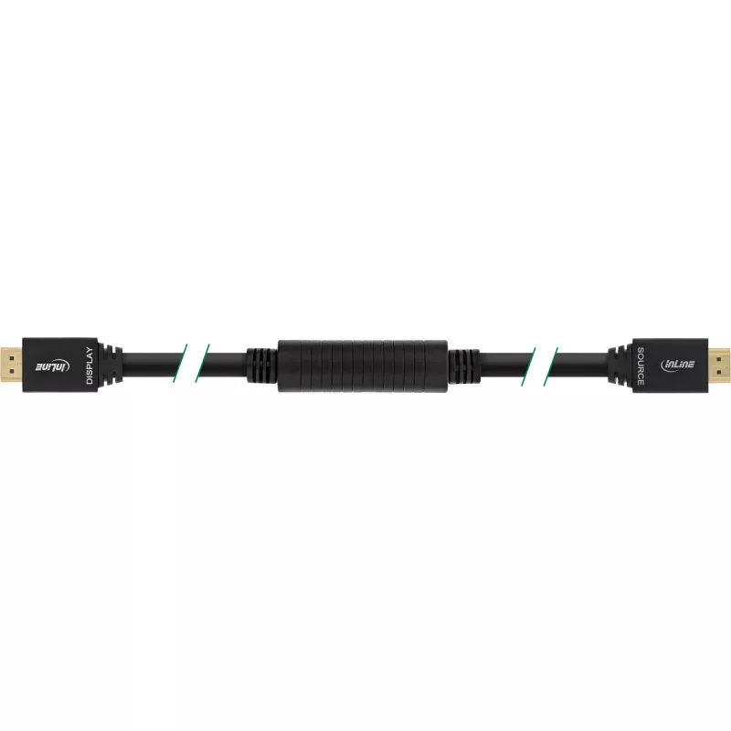 InLine ātrdarbīgs HDMI kabelis ar Ethernet, aktīvs, vīr.-vīr., melns, zeltīti kontakti, 40 m