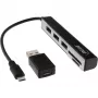 InLine USB OTG karšu lasītājs & 3 portu USB 2.0 centrmezgls SDXC un microSD + adapterim