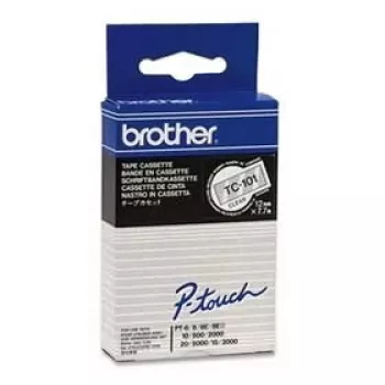Līmlente marķēšanai Brother TC101 12mm melna uz caurspīdīga fona