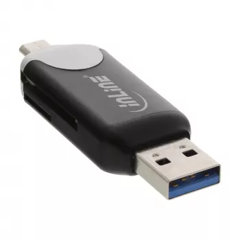 InLine USB3.0 Dual Cardreader, USB A un Micro-USB 2.0 priekš SDXC un microSDXC