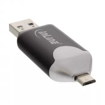 InLine USB3.0 Dual Cardreader, USB A un Micro-USB 2.0 priekš SDXC un microSDXC