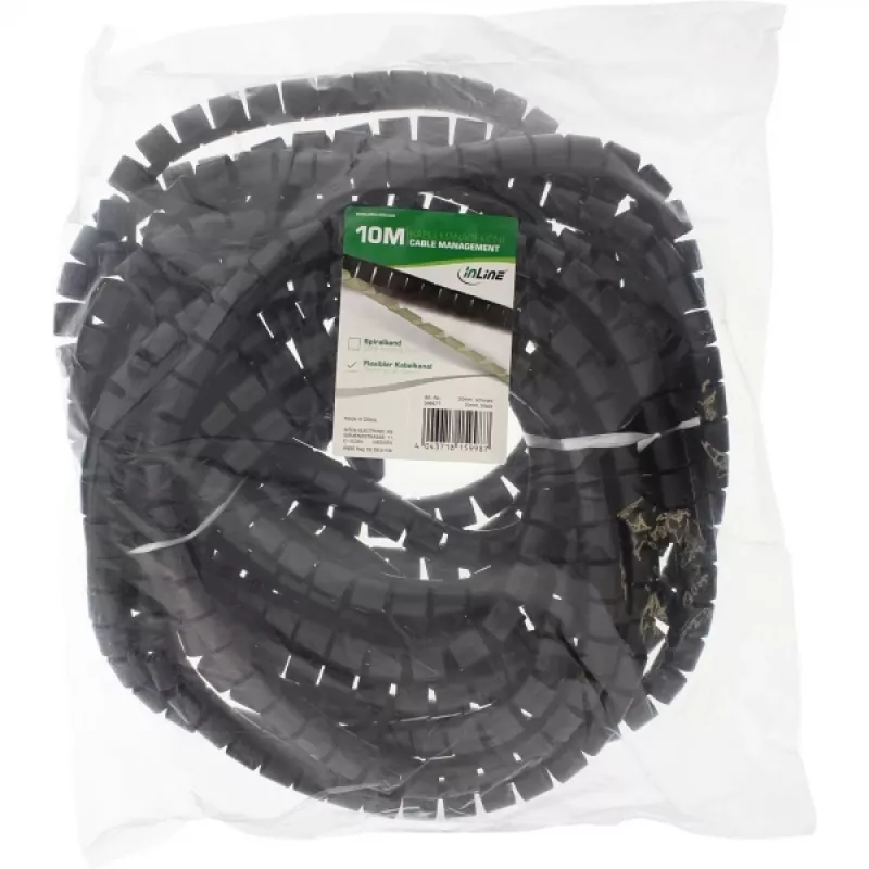 Elastīgais kabeļu kanāls InLine 59947T 10 m melns 20 mm