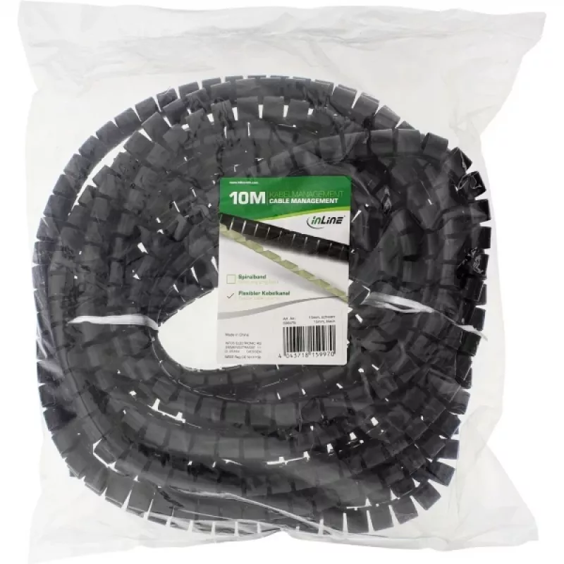 InLine elastīgs kabeļu kanāls 10m melns 15mm